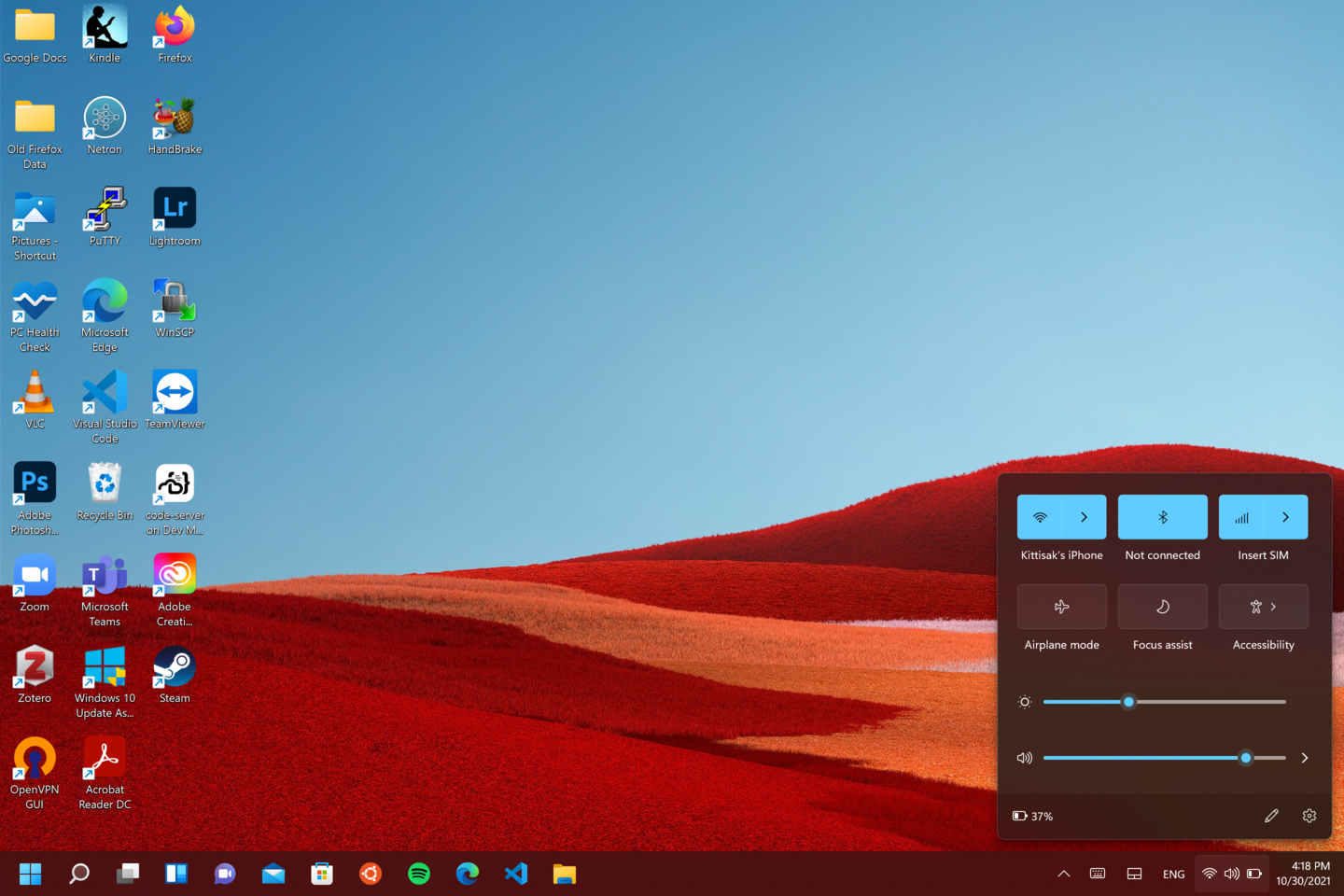 Windows 11 control center
