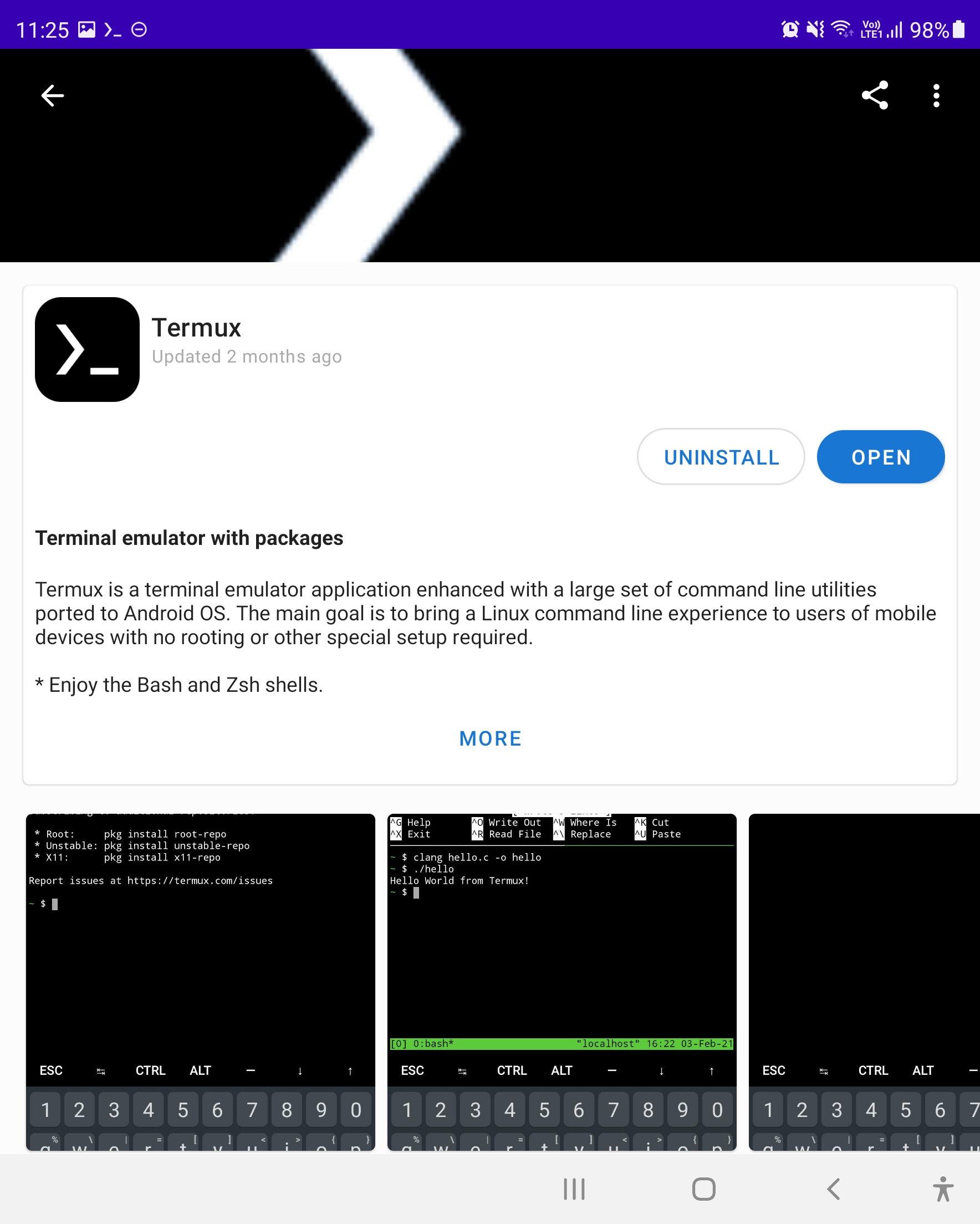 Installation of Termux