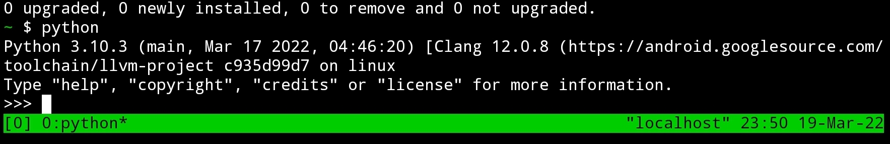 Python inside Termux