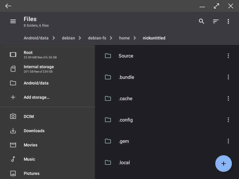 Material File access to Debian inside of termux